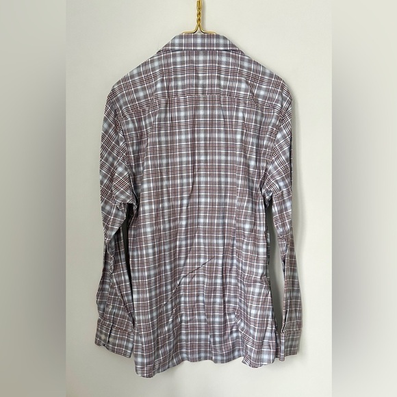 Johnston & Murphy Blue Red Plaid Soft 100% Cotton Button Up Shirt Men’s Large - Picture 3 of 7